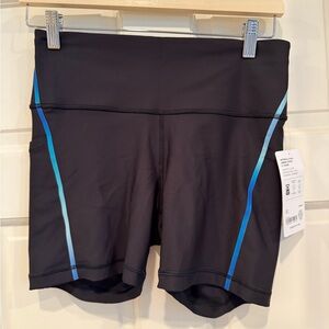 Athleta Black and Blue Biker Shorts
